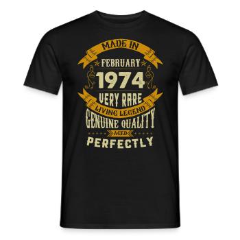 Februar 1974 Vintage Jahrgang Geburtstag - Männer T-Shirt - Schwarz - Vorne - AI Model Male 178 light (178cm)