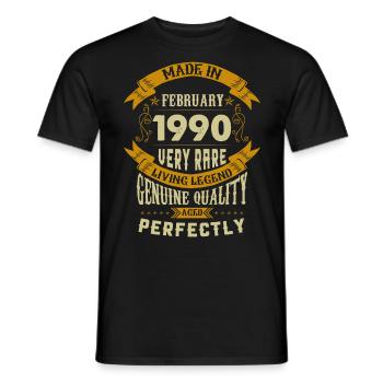 Februar 1990 Vintage Jahrgang Geburtstag - Männer T-Shirt - Schwarz - Vorne - AI Model Male 178 light (178cm)