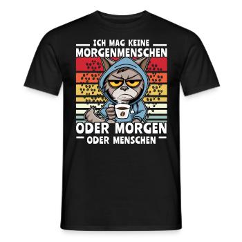 Katze Kaffee Morgenmenschen - Männer T-Shirt - Schwarz - Vorne - AI Model Male 178 light (178cm)