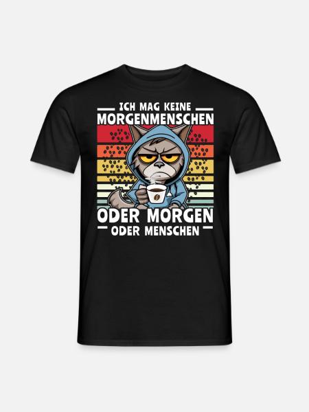 Katze Kaffee Morgenmenschen - Männer T-Shirt - Schwarz
