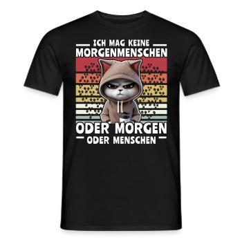 Katze Kaffee Morgenmenschen - Männer T-Shirt - Schwarz - Vorne - AI Model Male 178 light (178cm)