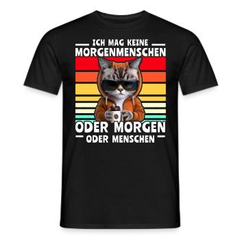 Kaffee Katze Spruch Morgenmenschen - Männer T-Shirt - Schwarz - Vorne - AI Model Male 178 light (178cm)