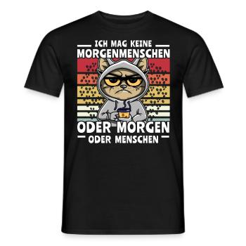 Kaffee Katze Sprüche Morgenmenschen - Männer T-Shirt - Schwarz - Vorne - AI Model Male 178 light (178cm)