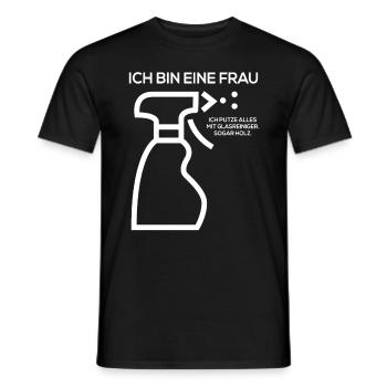 Ich bin eine Frau Ich putze alles mit Glasreiniger - Männer T-Shirt - Schwarz - Vorne - AI Model Male 178 light (178cm)