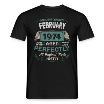 Februar 1974 Vintage Geburtstag Geschenk - Männer T-Shirt - Schwarz - Vorne - AI Model Male 178 light (178cm)