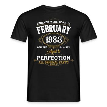 Les légendes sont nées en février 1985 - T-shirt homme - noir - Devant - AI Model Male 178 light (178cm)