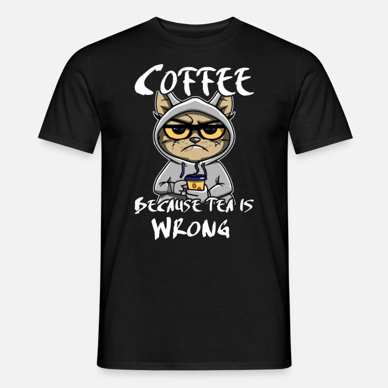 Kaffee Trinken Katze Tee - Männer T-Shirt - Schwarz