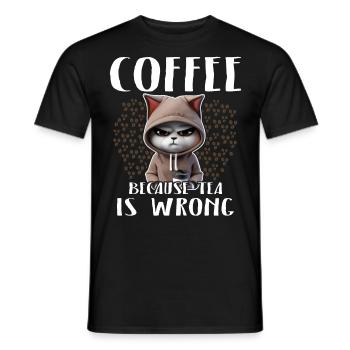 Coffee Drinking Cat Tea - Men's T-Shirt - black - Front - AI Model Male 178 light (178cm)