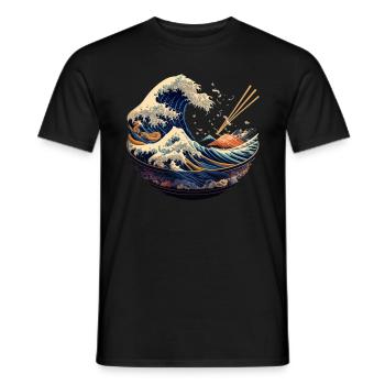 Great Kanagawa Japanese Ramen - Men's T-Shirt - black - Front - AI Model Male 178 light (178cm)