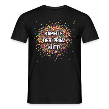 Kamelle, der Prinz kütt! - Männer T-Shirt - Schwarz - Vorne - AI Model Male 178 light (178cm)