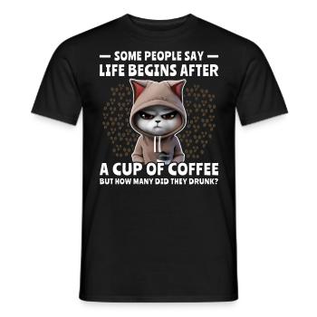 Kaffee Katze Kaffeetrinker - Männer T-Shirt - Schwarz - Vorne - AI Model Male 178 light (178cm)