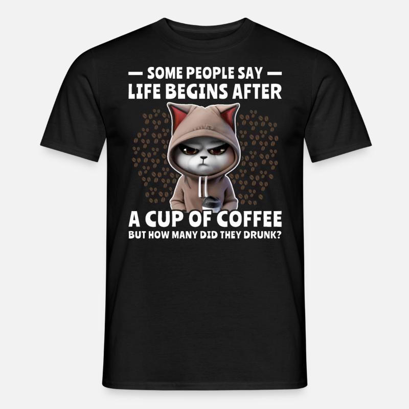 Coffee Cat Coffee Drinker - Men's T-shirt - black