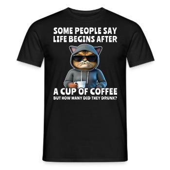 Kaffee Katze Kaffeetrinker - Männer T-Shirt - Schwarz - Vorne - AI Model Male 178 light (178cm)