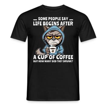 Kaffee Katze Kaffeetrinker - Männer T-Shirt - Schwarz - Vorne - AI Model Male 178 light (178cm)