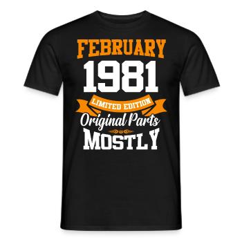 Février 1981 Cadeau d’anniversaire vintage - T-shirt homme - noir - Devant - AI Model Male 178 light (178cm)