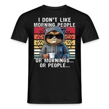 Morning People Cat Coffee - T-shirt homme - noir - Devant - AI Model Male 178 light (178cm)