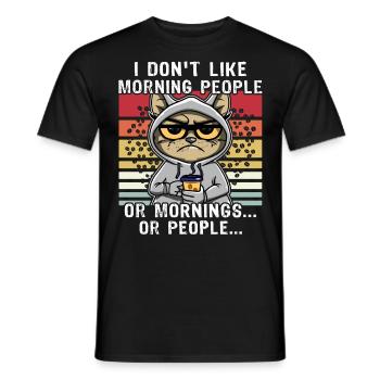 Morning People Cat Coffee - T-shirt homme - noir - Devant - AI Model Male 178 light (178cm)