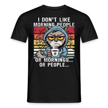 Morning People Cat Coffee - T-shirt homme - noir - Devant - AI Model Male 178 light (178cm)