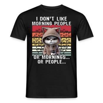 Morning People Cat Coffee - T-shirt homme - noir - Devant - AI Model Male 178 light (178cm)