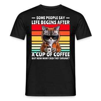 Retro Katze Kaffee - Männer T-Shirt - Schwarz - Vorne - AI Model Male 178 light (178cm)