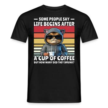 Café Retro Cat - T-shirt homme - noir - Devant - AI Model Male 178 light (178cm)