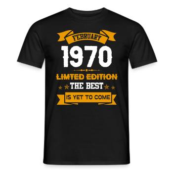 Février 1970 Cadeau d’anniversaire - T-shirt homme - noir - Devant - AI Model Male 178 light (178cm)