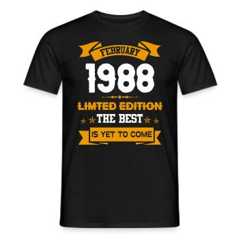 Février 1988 Cadeau d’anniversaire - T-shirt homme - noir - Devant - AI Model Male 178 light (178cm)