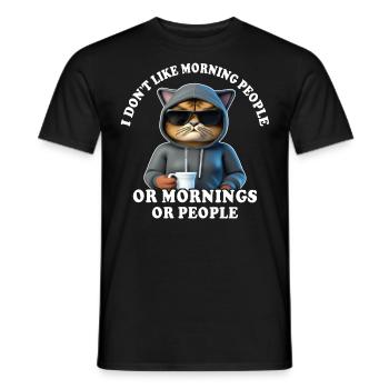Morning grouch coffee drinker cat coffee - Men's T-Shirt - black - Front - AI Model Male 178 light (178cm)