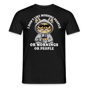 Morning grouch coffee drinker cat coffee - Men's T-Shirt - black - Front - AI Model Male 178 light (178cm)