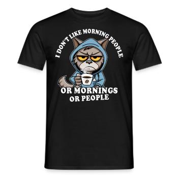Morning grouch coffee drinker cat coffee - Men's T-Shirt - black - Front - AI Model Male 178 light (178cm)