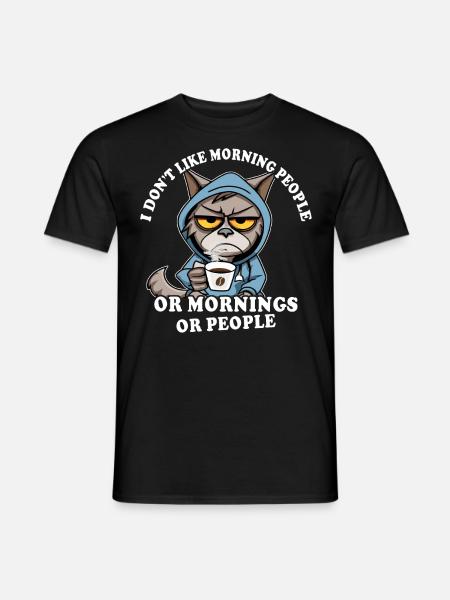 Morgenmuffel Kaffeetrinker Katze Kaffee - Männer T-Shirt - Schwarz