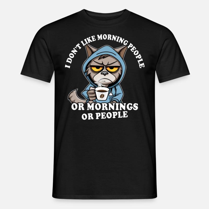 Morgenmuffel Kaffeetrinker Katze Kaffee - Männer T-Shirt - Schwarz
