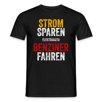 Strom sparen Verbrenner Benziner fahren Tuning Fun - Männer T-Shirt - Schwarz - Vorne - AI Model Male 178 light (178cm)