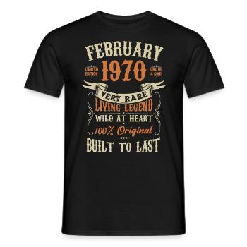 Février 1970 Cadeau d’anniversaire - T-shirt homme - noir - Devant - AI Model Male 178 light (178cm)