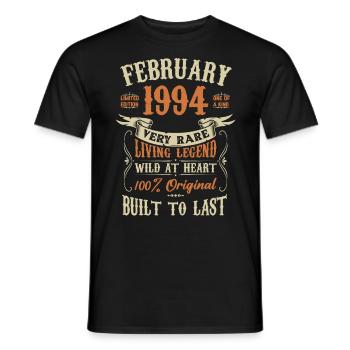 Februar 1994 Geburtstagsgeschenk - Männer T-Shirt - Schwarz - Vorne - AI Model Male 178 light (178cm)