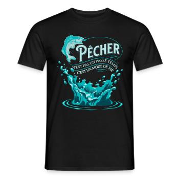 Pêche Cadeau pour Pêcheur Sport Citation Humour - T-shirt homme - noir - Devant - AI Model Male 178 light (178cm)