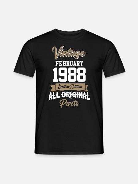 February 1988 Vintage Birthday Gift - Men's T-Shirt - black