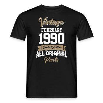 Februar 1990 Vintage Geburtstag Geschenk - Männer T-Shirt - Schwarz - Vorne - AI Model Male 178 light (178cm)