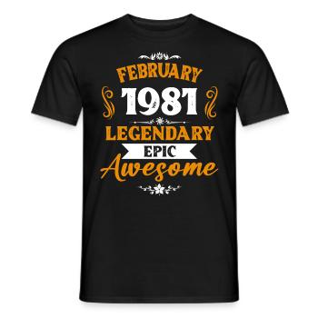 Février 1981 Cadeau d’anniversaire des légendes - T-shirt homme - noir - Devant - AI Model Male 178 light (178cm)