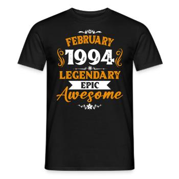 Februar 1994 Legenden Geburtstag Geschenk - Männer T-Shirt - Schwarz - Vorne - AI Model Male 178 light (178cm)
