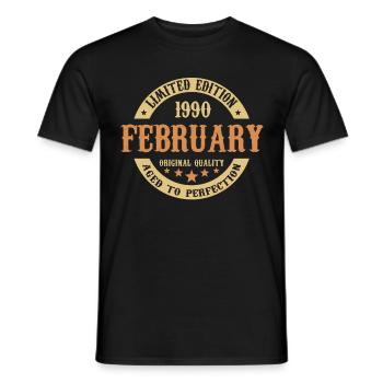 Februar 1990 Vintage Geburtstag Geschenk - Männer T-Shirt - Schwarz - Vorne - AI Model Male 178 light (178cm)