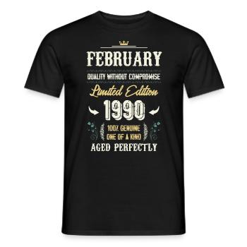 Februar 1990 Vintage Geburtstag Geschenk - Männer T-Shirt - Schwarz - Vorne - AI Model Male 178 light (178cm)