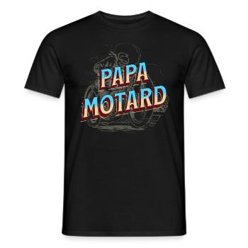 Papa Motard idée cadeau Passion moto humour - T-shirt homme - noir - Devant - AI Model Male 178 light (178cm)