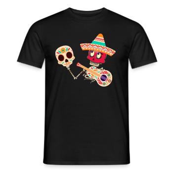 Dia de muertos,Mariachi,Costume,Day of the Dead,Mask - Men's T-Shirt - black - Front - AI Model Male 178 light (178cm)