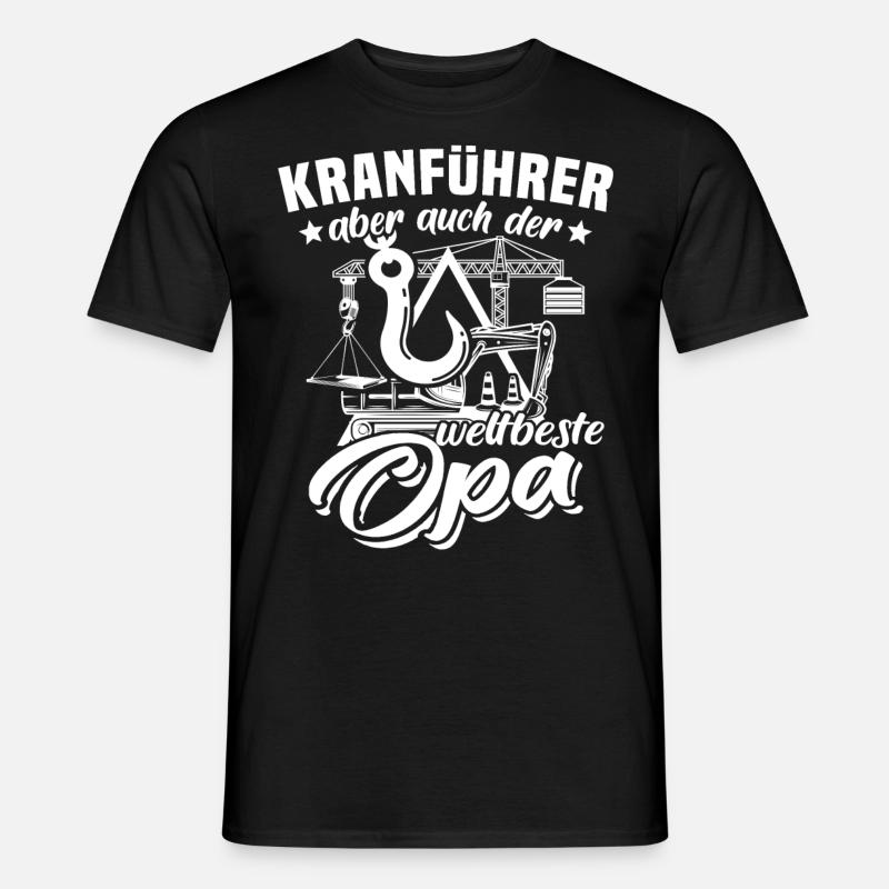 Kranfahrer Opa Kran - Männer T-Shirt - Schwarz