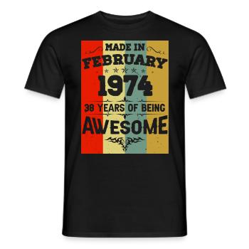 Februar 1974 Vintage Jahrgang Geburtstag - Männer T-Shirt - Schwarz - Vorne - AI Model Male 178 light (178cm)