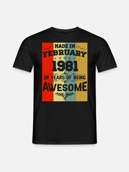 Anniversaire millésime février 1981 - T-shirt homme - noir