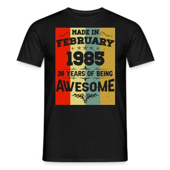Anniversaire millésime février 1985 - T-shirt homme - noir - Devant - AI Model Male 178 light (178cm)