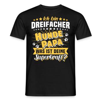 Dreifacher Hundepapa Hund Papa - Männer T-Shirt - Schwarz - Vorne - AI Model Male 178 light (178cm)