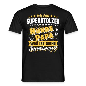 Superkraft Hundepapa Hund Papa - Männer T-Shirt - Schwarz - Vorne - AI Model Male 178 light (178cm)
